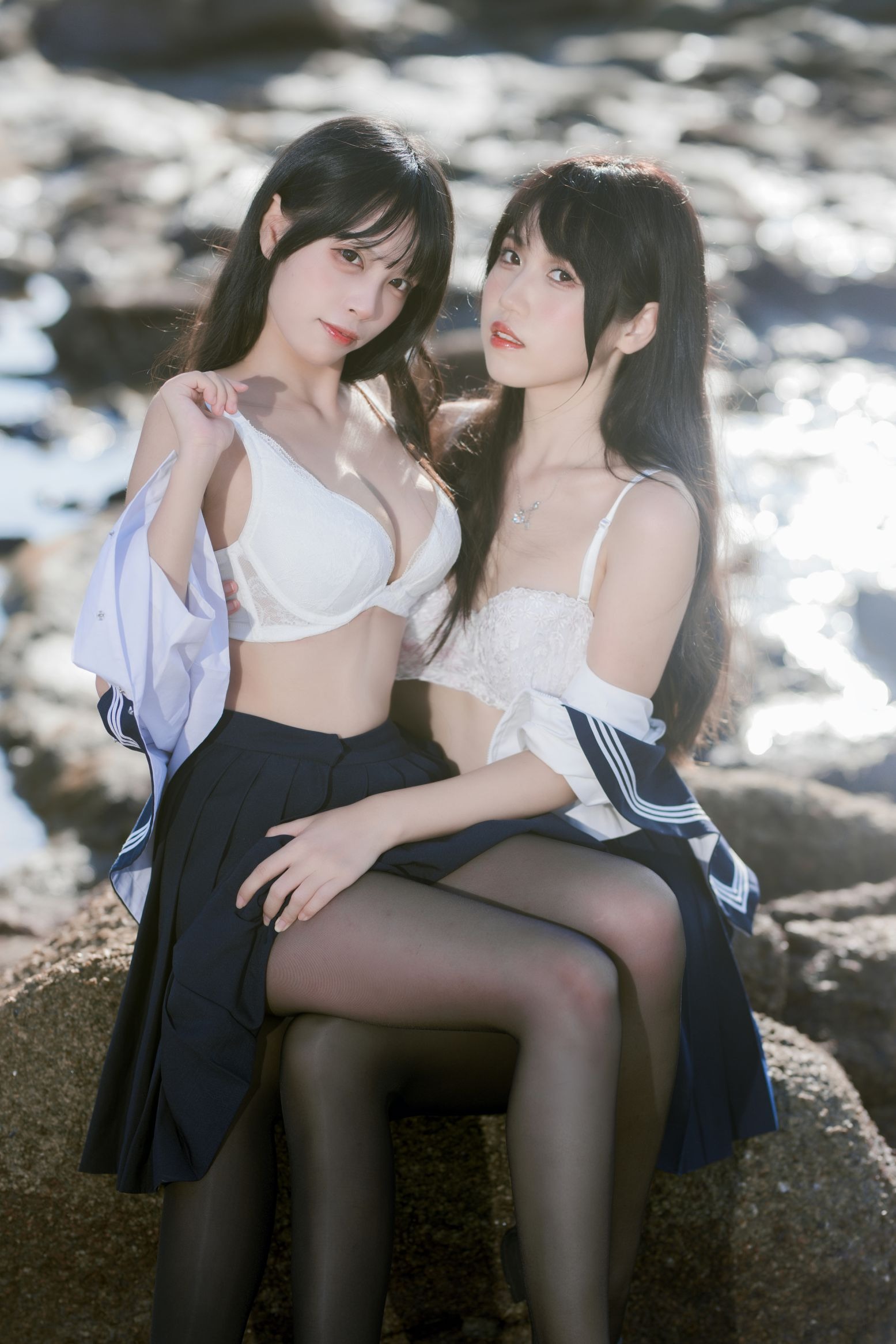 不呆猫&三無人型 - 水手服百合黑丝(9)