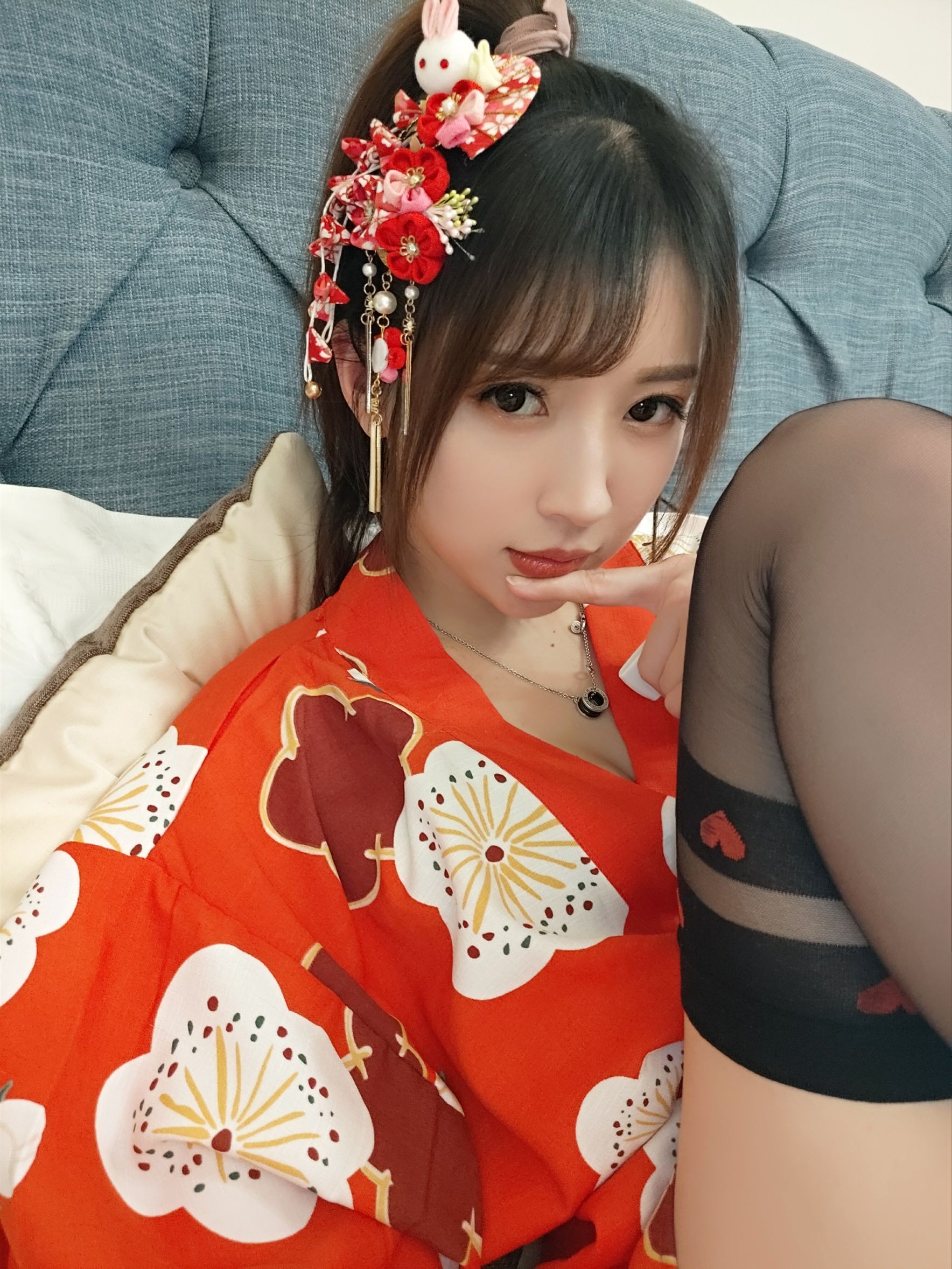 小女巫露娜 - 和服桃心黑色长筒袜(32)