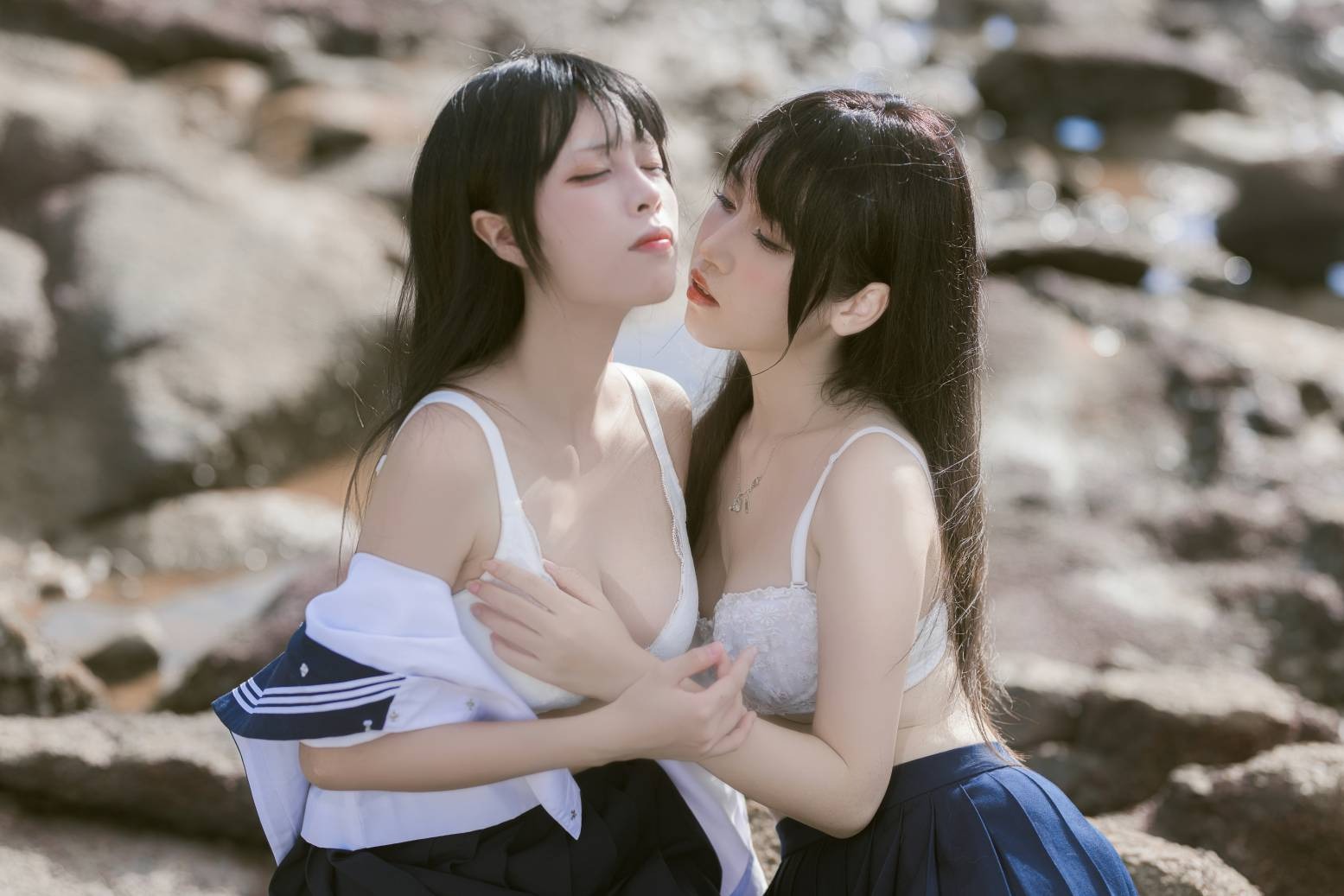 不呆猫&三無人型 - 水手服百合黑丝(15)